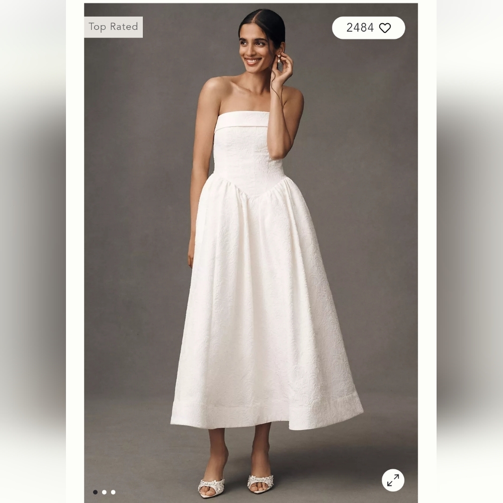 BHLDN Strapless Drop-Waist Fit & Flare Jacquard Maxi Dress Nwt Size 16